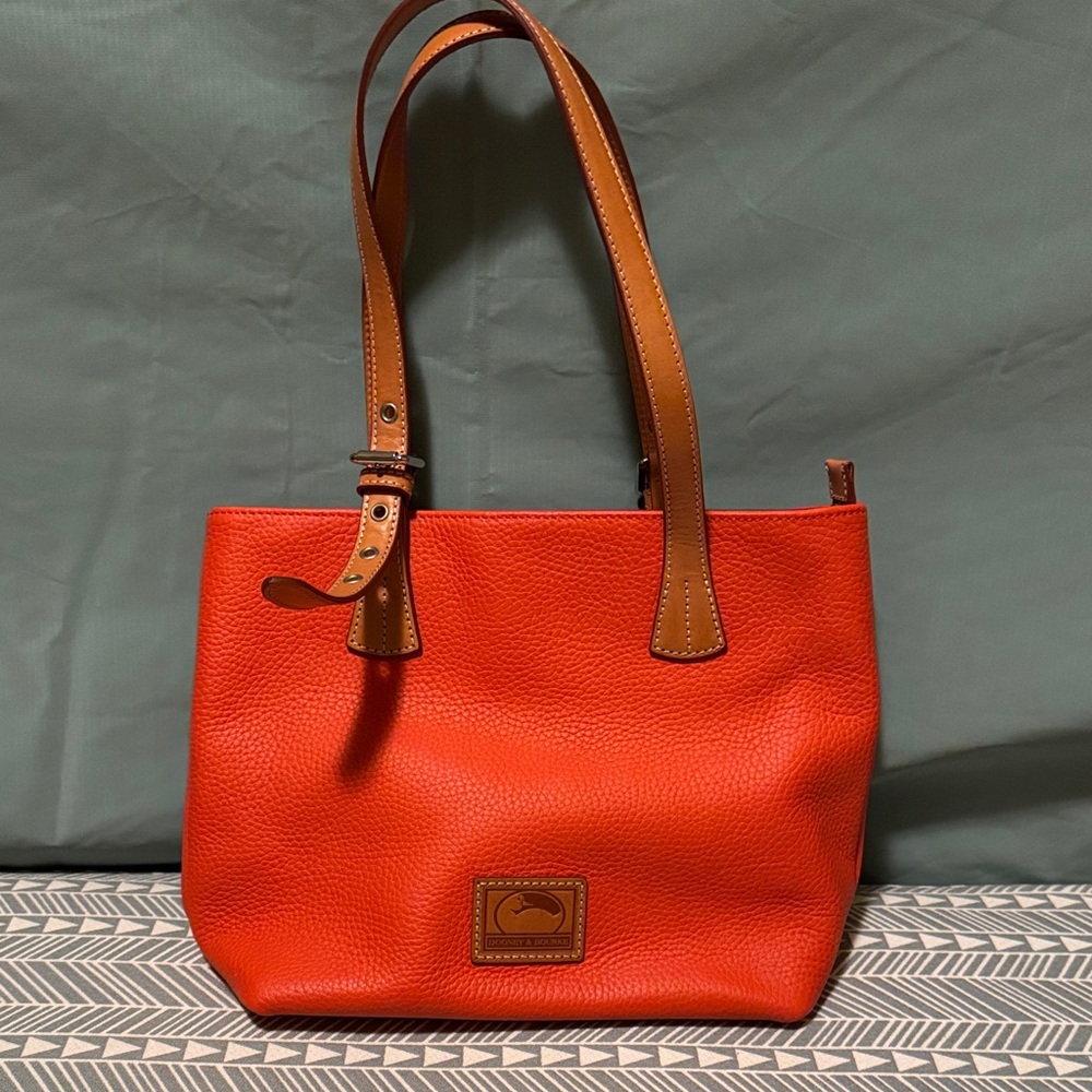 Dooney & Bourke Bright Orange Tote with Tan Accents